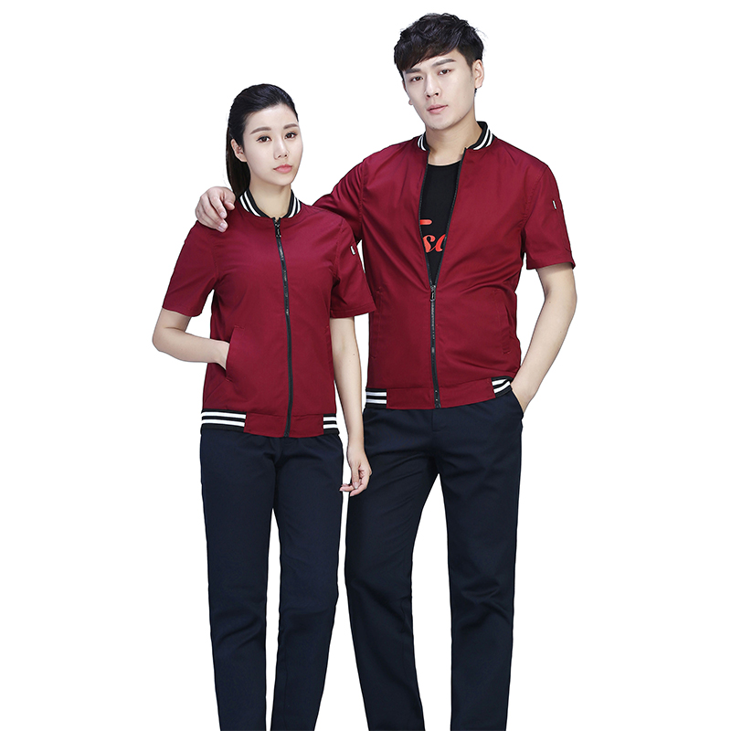 針織條紋領(lǐng)拉鏈休閑時(shí)尚款短袖工作服FY07