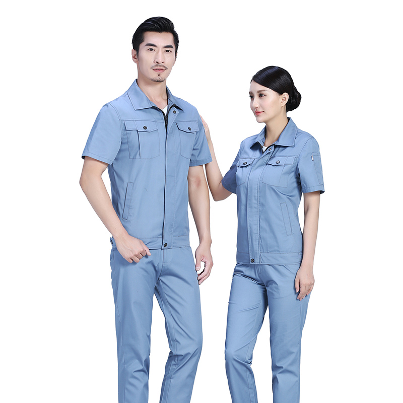 夏季時(shí)尚合體滌棉細(xì)斜短袖工作服FY27