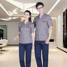 夏季細節拼色滌棉細斜短袖工作服FY602