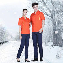 時尚夏季滌棉細斜短袖工作服FY603