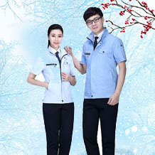 夏季時尚拼色滌棉細斜短袖工作服FY620